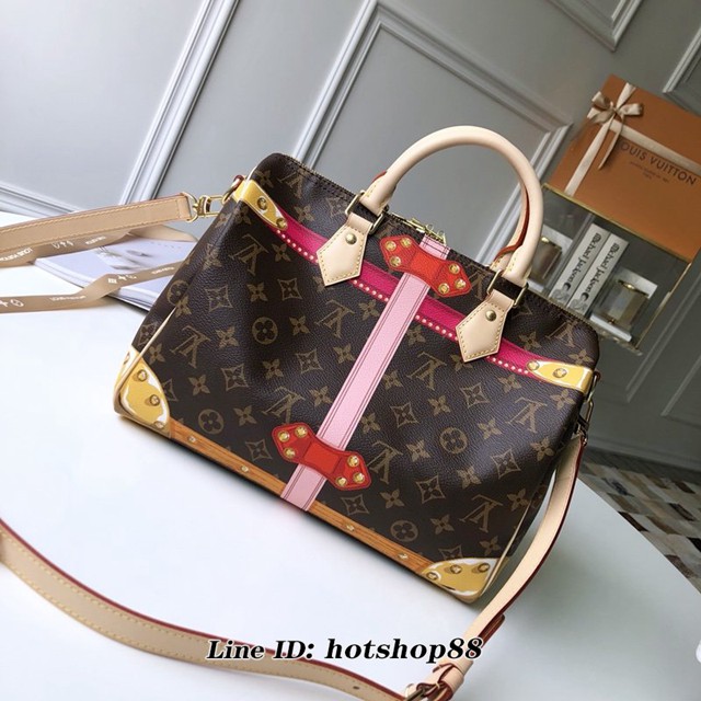 路易威登LV女包 LV老花手提肩背女包 m43186 經典LV掛鎖絲印圖案 SPEEDY 30手袋 xxlv1100